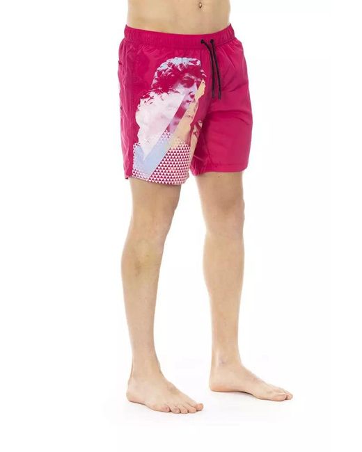 Bikkembergs Pink Fuchsia Swim Shorts With Side Print Detail for men