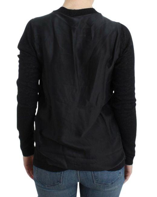 CoSTUME NATIONAL Black Gray Wool Alpaca Cardigan