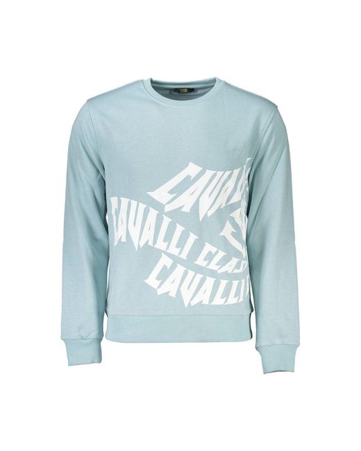 Roberto Cavalli Blue Cotton Sweater for men