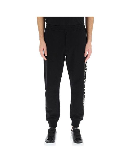 McQueen Black Logo Cotton Pants for men