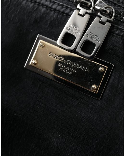 Dolce & Gabbana Black Nylon Logo Plaque Belt Waist Fanny Pack Bag for men