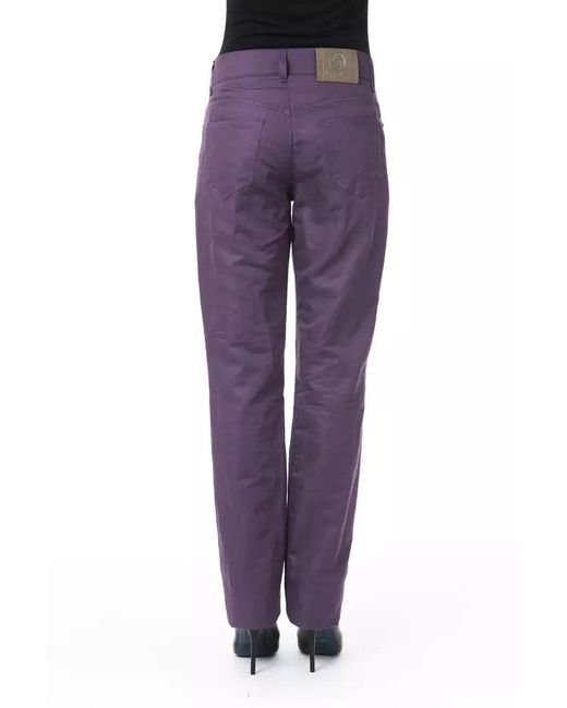 Byblos Purple Chic Cotton-Blend Trousers