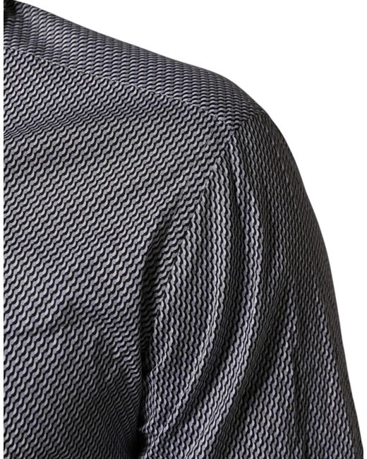 Domenico Tagliente Gray Patterned Long Sleeves Dress Shirt for men