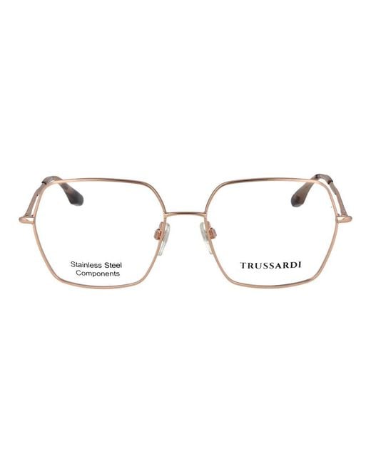 Trussardi Metallic Rose Gold Stainless Steel Glasses (frames)