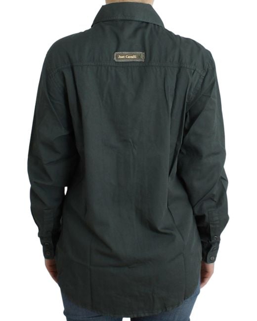 Roberto Cavalli Gray Elegant Cotton Button Down Shirt