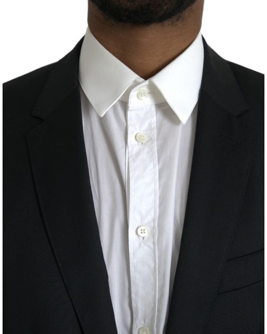 Dolce & Gabbana Black Wool Martini Single Breasted Blazer for men