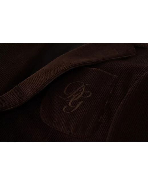 Dolce & Gabbana Black Corduroy Slim Fit Coat Dg Logo Blazer for men