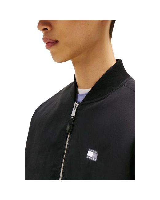Tommy Hilfiger Black Recycled Cotton Bomber for men