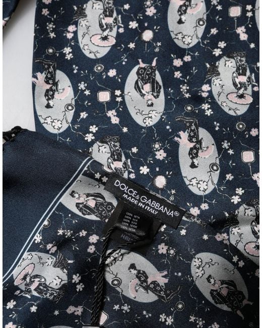 Dolce & Gabbana Blue Silk Neck Wrap Shawl Scarf for men