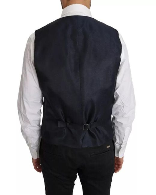 Dolce & Gabbana Blue Wool Martini Blazer Vest 2 Piece for men