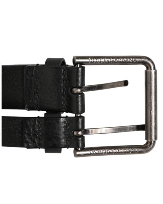 Dolce & Gabbana Black Leather Belt Buckle for men