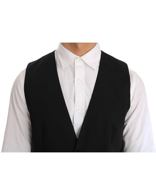 Dolce & Gabbana Dolce Gabbana Black Wool Silk Vest for men