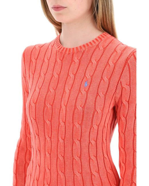 Polo Ralph Lauren Pink Cotton Cable Knit Pullover Sweater