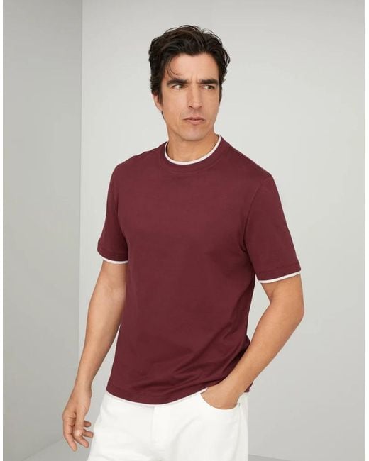 Brunello Cucinelli Red Bicolor Cotton T for men