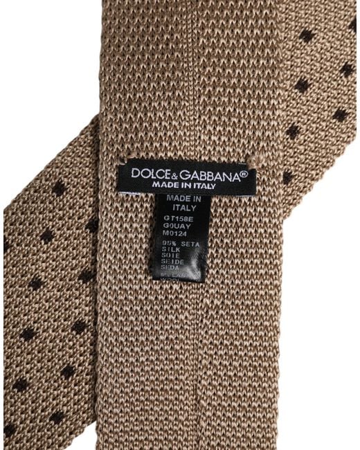 Dolce & Gabbana Brown Polka Dot Silk Adjustable Neckmen's Tie for men