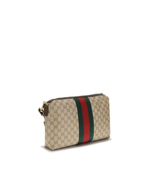 Gucci Gray Beige Cotton Shoulder Bag for men
