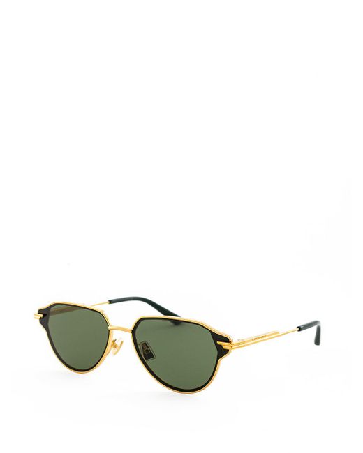 Bottega Veneta Green Elegant Golden Metal Sunglasses With Lens