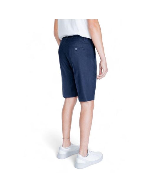 Antony Morato Blue Linen Bermuda Shorts for men