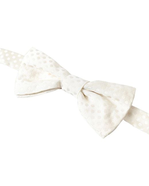 Dolce & Gabbana Black Ivory Fantasy Pattern Adjustable Neck Papillon Bow Tie for men