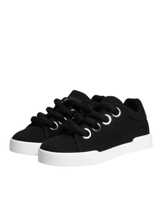 Dolce & Gabbana Black Lowtop Canvas Sneakers