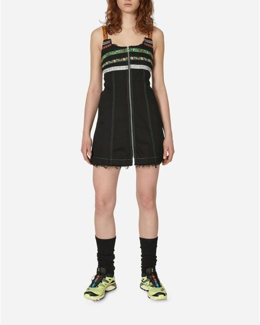 Cormio Black Short Denim Dress With Front Zipper