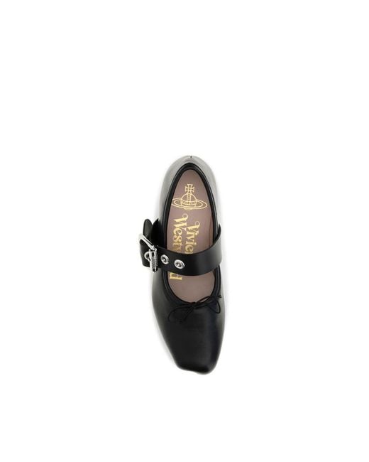 Vivienne Westwood Black Calf Leather Bos Taurus Ballet Flats