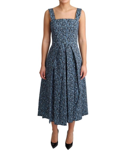 Dolce & Gabbana Blue Heart Cotton A-Line Stretch Dress