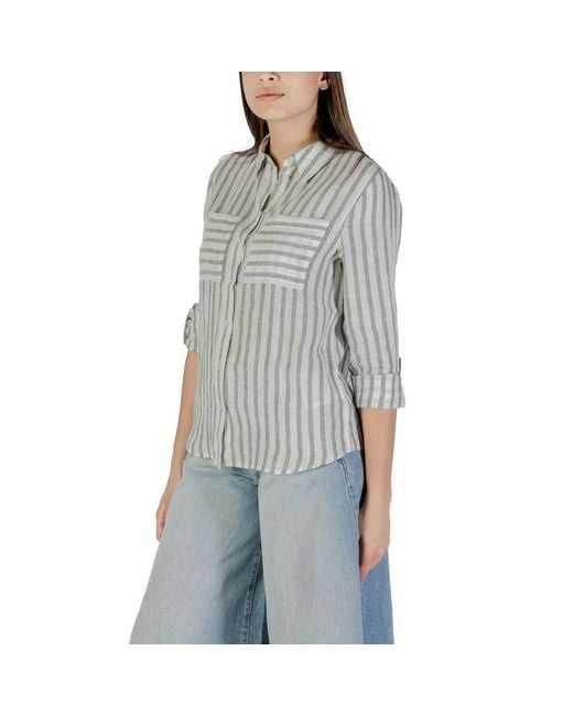 Street One Gray Green Linen Shirt
