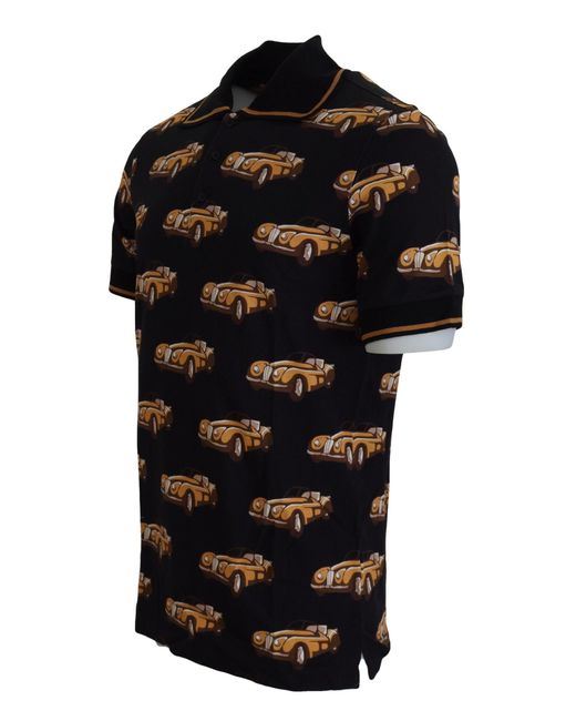 Dolce & Gabbana Black Classic Cars Polo Shirt Tsh7513 for men