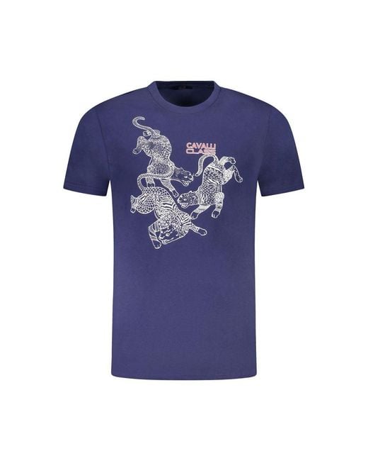 Roberto Cavalli Blue Cotton T-Shirt for men