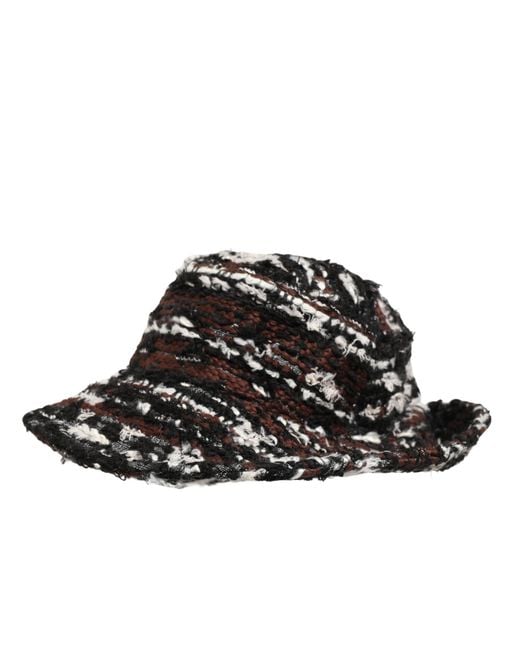Dolce & Gabbana Black Multicolor Acrylic Tweed Bucket Capello Hat
