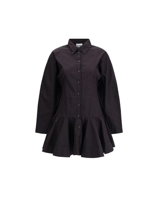 Ganni Black Short Chemisier Dress