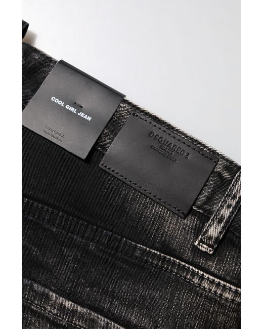 DSquared² Black Washed Mid Waist Tapered Denim Jeans for men