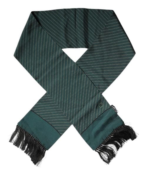 Dolce & Gabbana Green Fantasy Fringes Neck Wrap Scarf for men