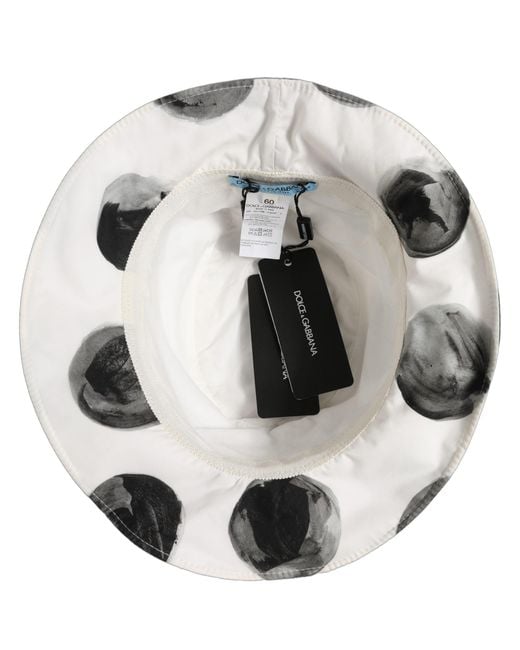 Dolce & Gabbana Gray White Cotton Big Polka Dot Pattern Bucket Hat