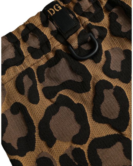 Dolce & Gabbana Black Leopard Print Polyester Jogger Pants for men