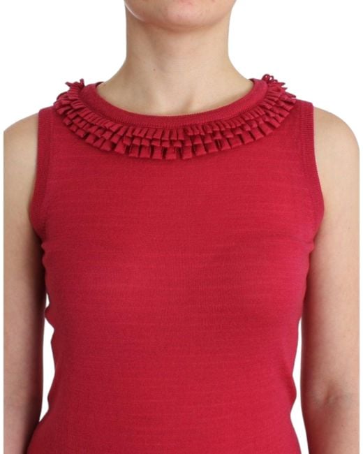 John Galliano Red Wool Top Pink Sig11964