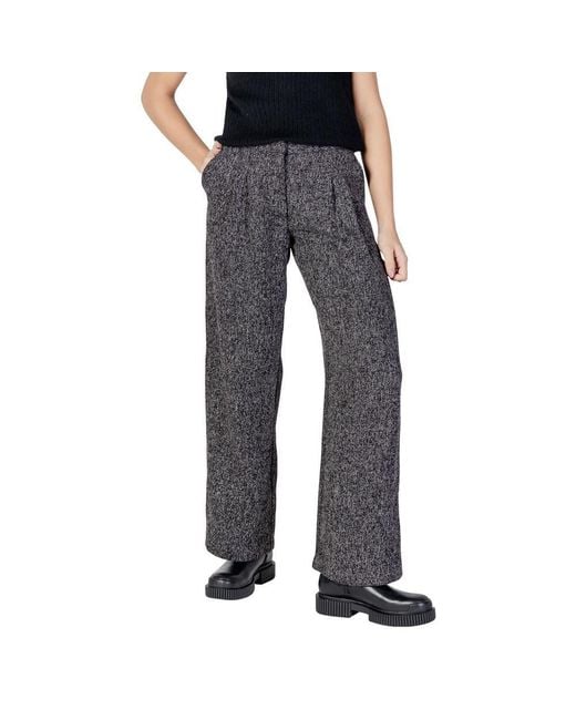 Jacqueline De Yong Blue Black Polyester Flared Pants