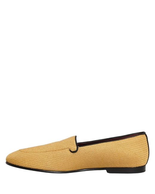 Dolce & Gabbana Natural Yellow Woven Men Slip On Dress Loafers Shoes for men