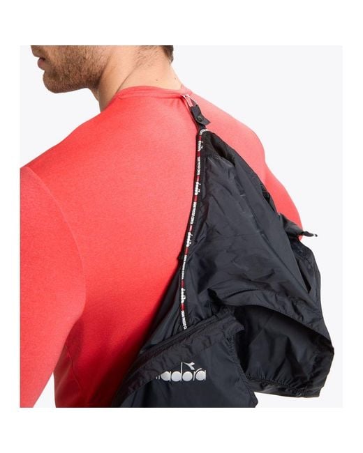 Diadora Red Bicolor Polyamide Waistcoat for men