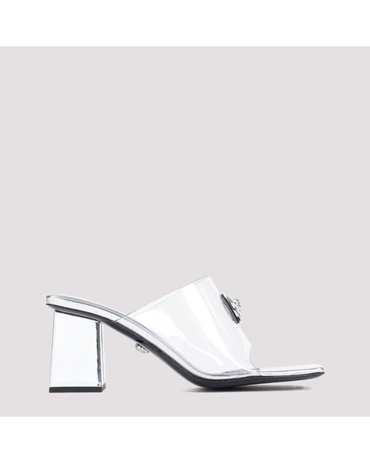 Versace White Leather Mules