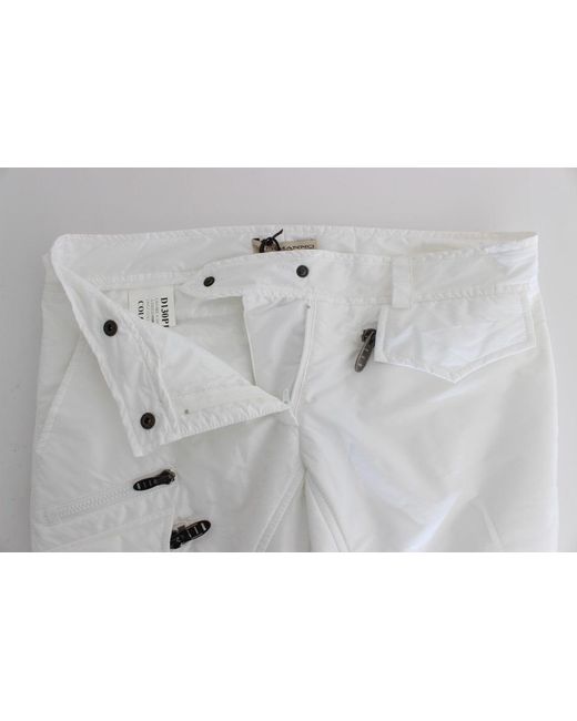 Ermanno Scervino White Nylon Padded Slim Fit Cargo Pants