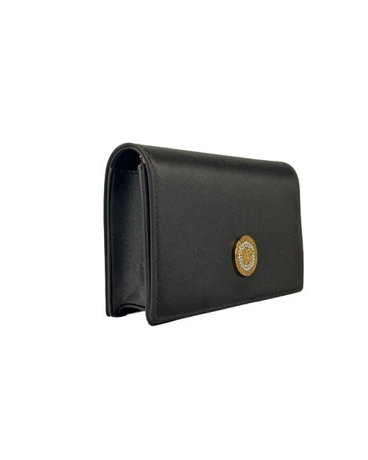 Versace Blue Mini Chain Black Crossbody Wallet Bag