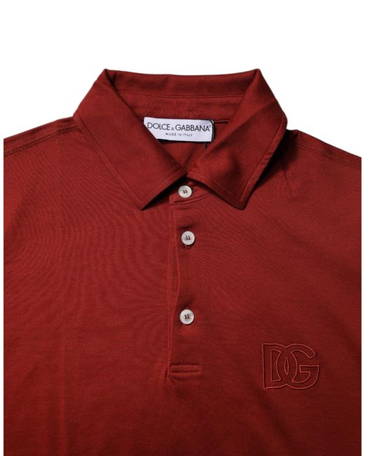 Dolce & Gabbana Red Cotton Dg Logo Collared Men Polo T for men