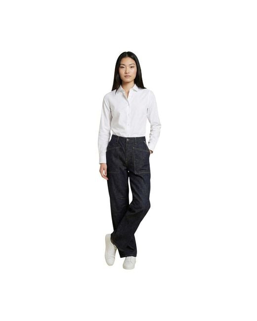 Replay Blue Cotton Mom Jeans