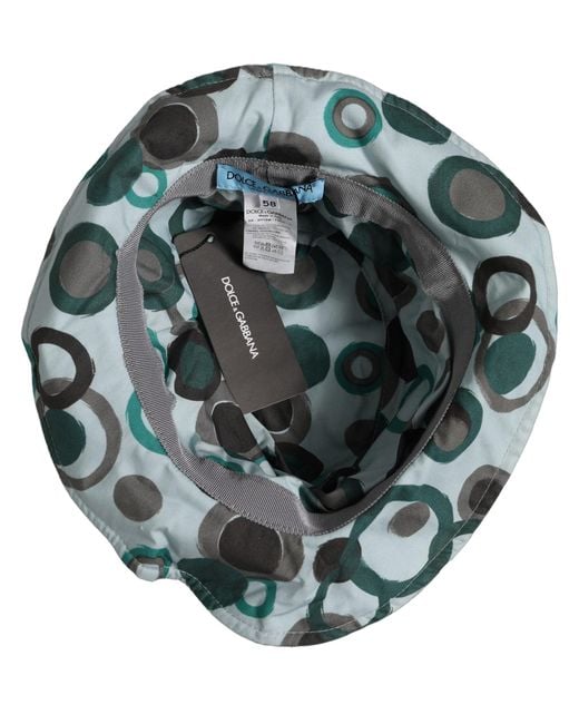 Dolce & Gabbana Green Teal Cotton Big Polka Dot Pattern Bucket Hat