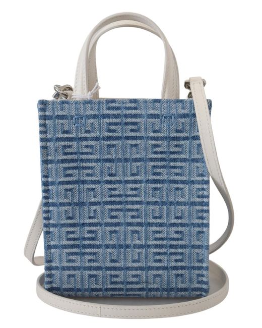 Givenchy Light Blue Coated Canvas Vertical Mini Shoulder Bag