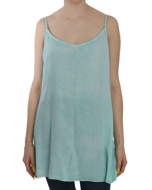 Ermanno Scervino Sleeveless Spaghetti Top Blue Tsh3759