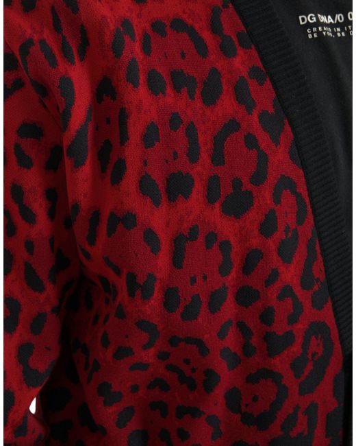 Dolce & Gabbana Red Leopard Wool Robe Belted Cardigan Sweater for men