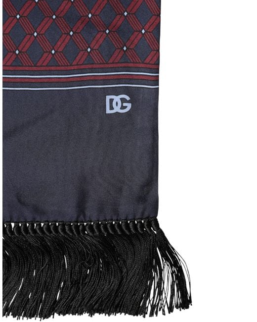 Dolce & Gabbana Purple Patterned Fringes Wrap Foulard 138Cm X 15Cm Scarf for men